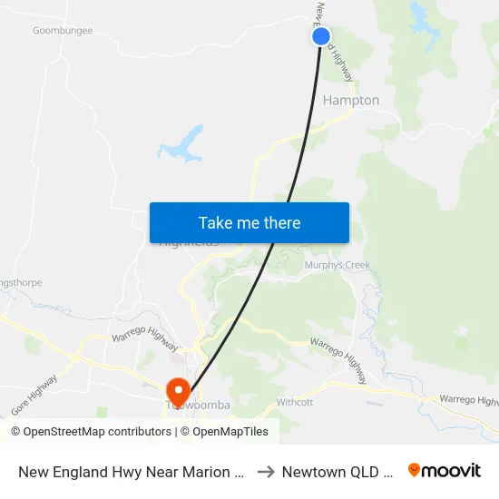 New England Hwy Near Marion St Hail 'N' Ride to Newtown QLD Australia map