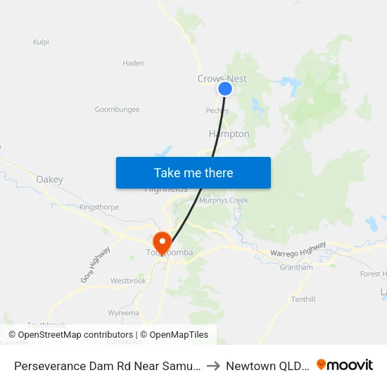 Perseverance Dam Rd Near Samuel Ave Hail 'N' Ride to Newtown QLD Australia map