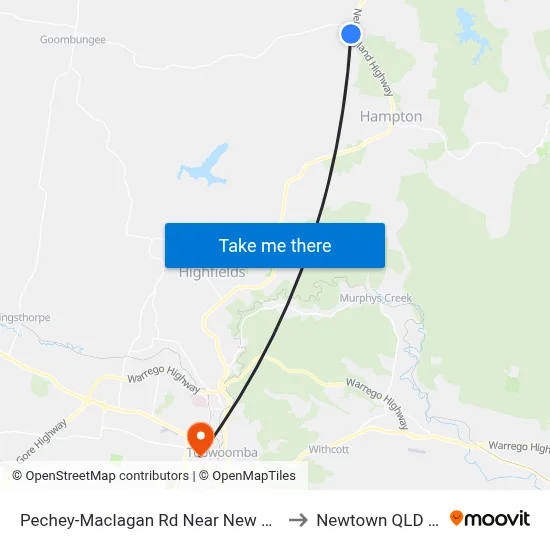 Pechey-Maclagan Rd Near New England Hwy Hnr to Newtown QLD Australia map
