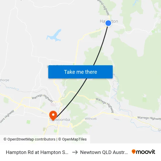 Hampton Rd at Hampton Store to Newtown QLD Australia map