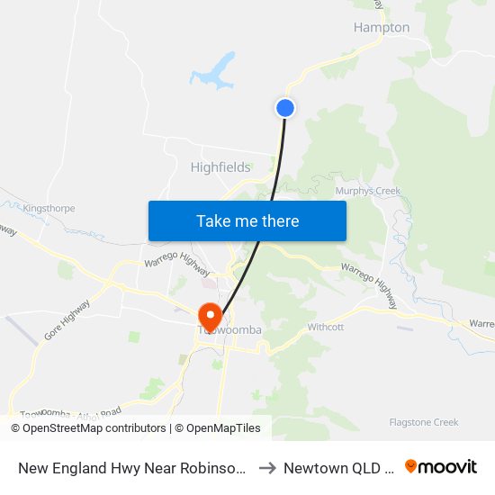 New England Hwy Near Robinson Rd Hail 'N' Ride to Newtown QLD Australia map