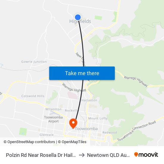 Polzin Rd Near Rosella Dr Hail 'N' Ride to Newtown QLD Australia map