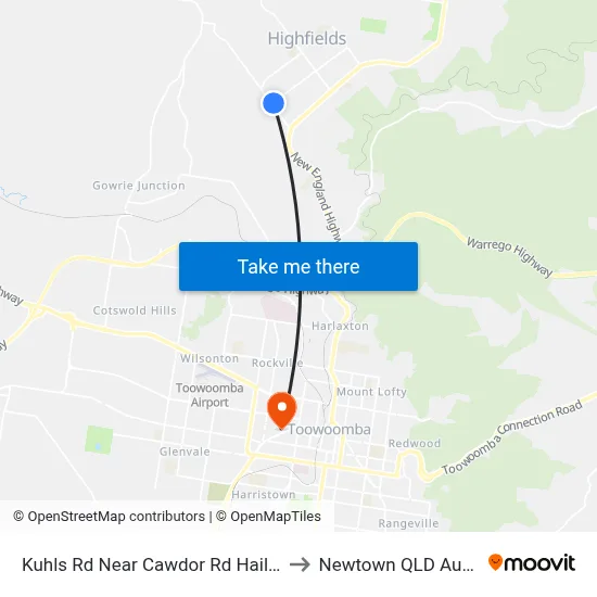 Kuhls Rd Near Cawdor Rd Hail 'N' Ride to Newtown QLD Australia map