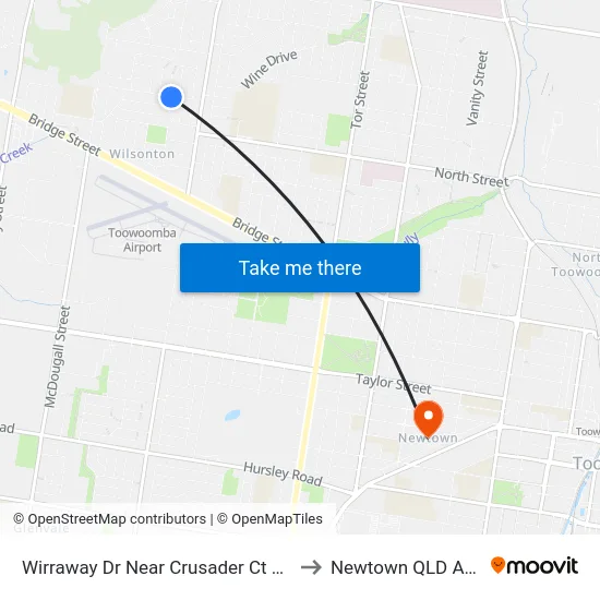 Wirraway Dr Near Crusader Ct Hail 'N' Ride to Newtown QLD Australia map