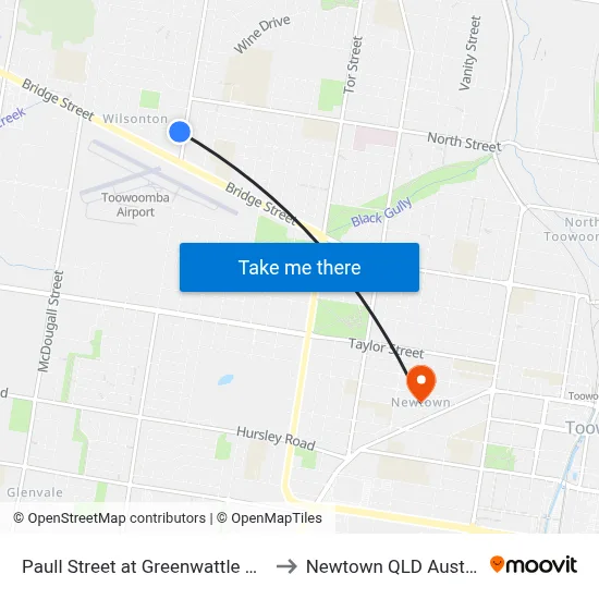 Paull Street at Greenwattle Street to Newtown QLD Australia map