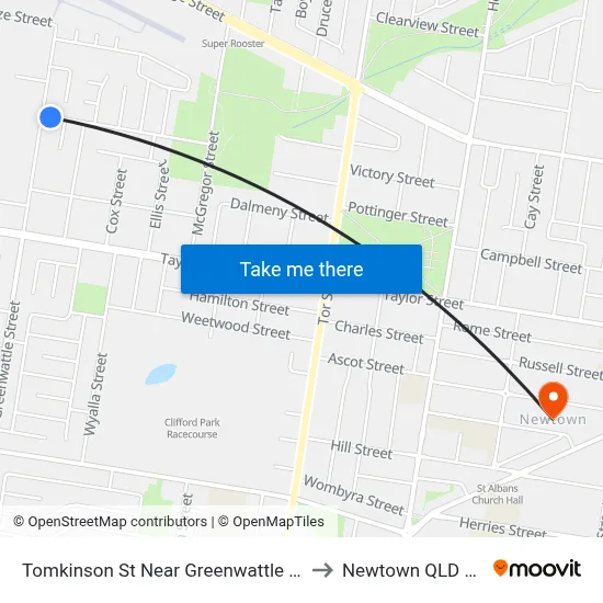 Tomkinson St Near Greenwattle St Hail 'N' Ride to Newtown QLD Australia map
