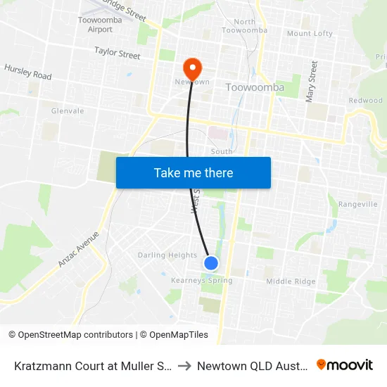Kratzmann Court at Muller Street to Newtown QLD Australia map