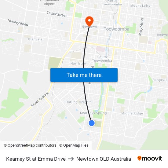 Kearney St at Emma Drive to Newtown QLD Australia map