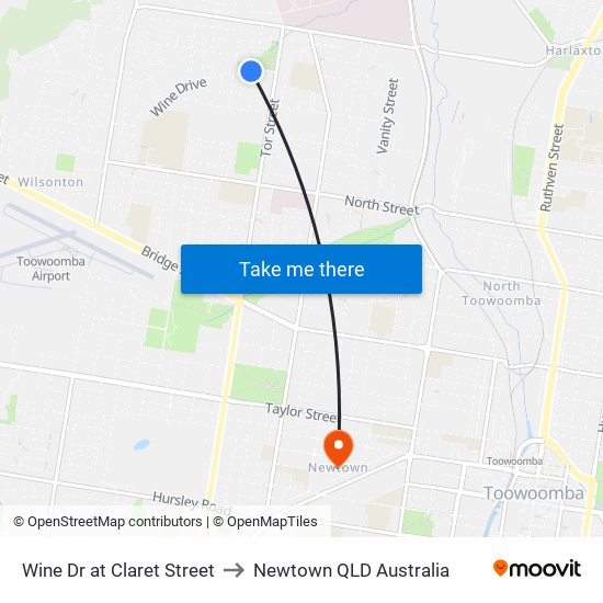 Wine Dr at Claret Street to Newtown QLD Australia map