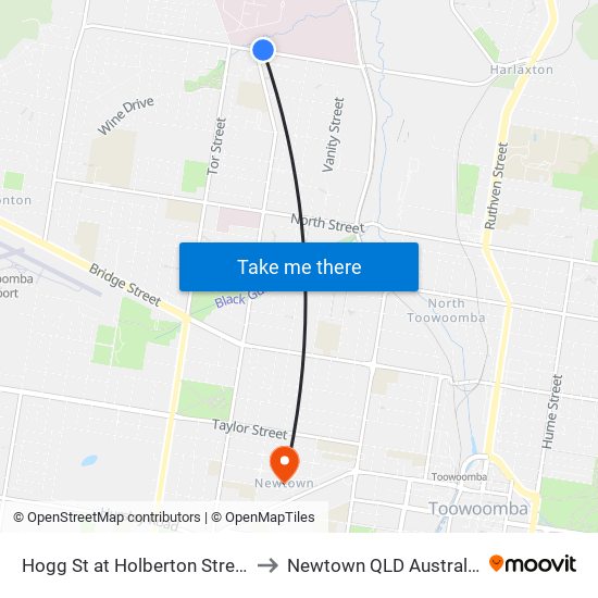 Hogg St at Holberton Street to Newtown QLD Australia map