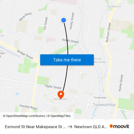 Esmond St Near Makepeace St Hail 'N' Ride to Newtown QLD Australia map