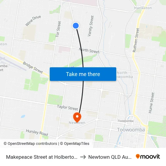 Makepeace Street at Holberton Street to Newtown QLD Australia map