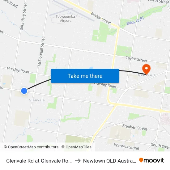 Glenvale Rd at Glenvale Road to Newtown QLD Australia map