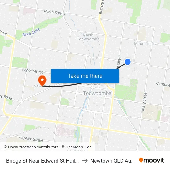 Bridge St Near Edward St Hail 'N' Ride to Newtown QLD Australia map