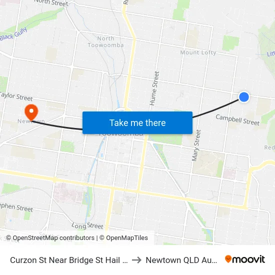Curzon St Near Bridge St Hail 'N' Ride to Newtown QLD Australia map