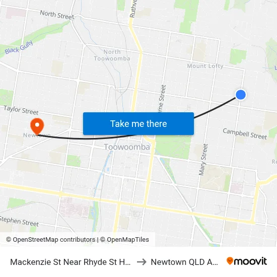 Mackenzie St Near Rhyde St Hail 'N' Ride to Newtown QLD Australia map