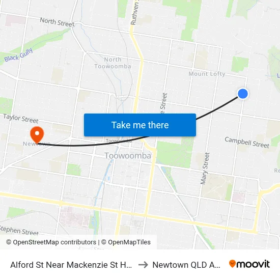 Alford St Near Mackenzie St Hail 'N' Ride to Newtown QLD Australia map
