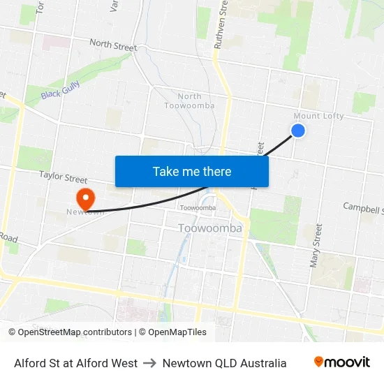 Alford St at Alford West to Newtown QLD Australia map