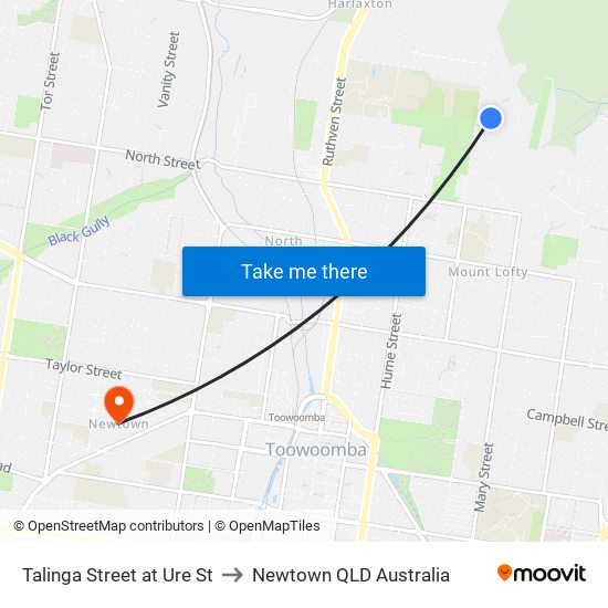 Talinga Street at Ure St to Newtown QLD Australia map