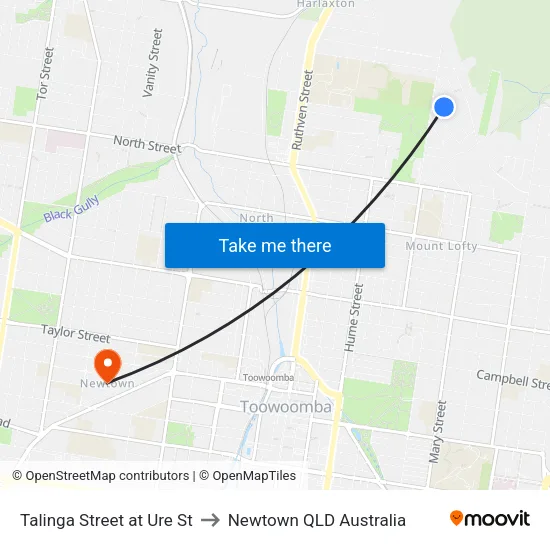Talinga Street at Ure St to Newtown QLD Australia map