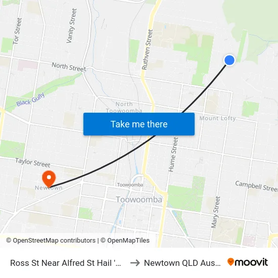 Ross St Near Alfred St Hail 'N' Ride to Newtown QLD Australia map