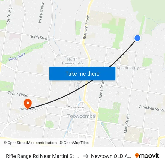 Rifle Range Rd Near Martini St Hail 'N' Ride to Newtown QLD Australia map