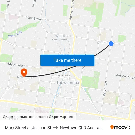 Mary Street at Jellicoe St to Newtown QLD Australia map