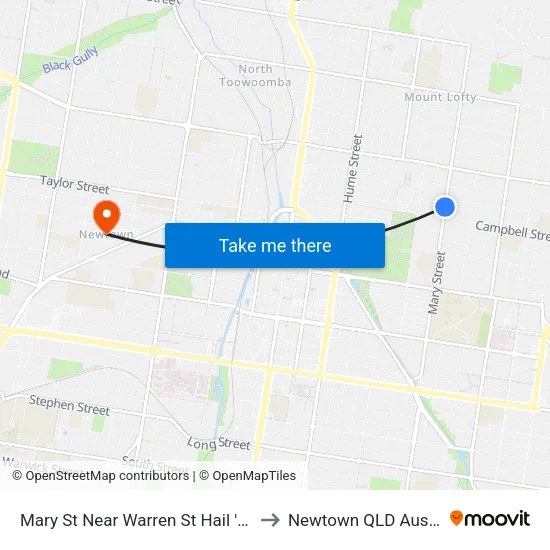 Mary St Near Warren St Hail 'N' Ride to Newtown QLD Australia map
