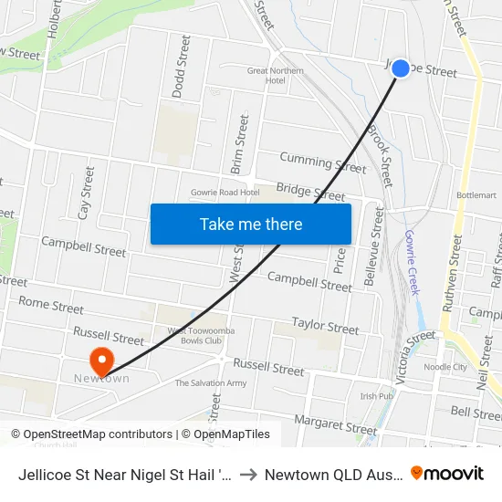 Jellicoe St Near Nigel St Hail 'N' Ride to Newtown QLD Australia map
