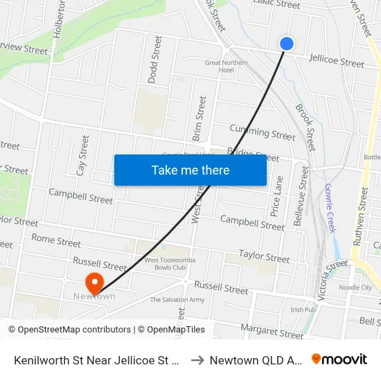 Kenilworth St Near Jellicoe St Hail 'N' Ride to Newtown QLD Australia map