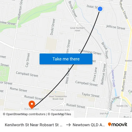 Kenilworth St Near Robsart St Hail 'N' Ride to Newtown QLD Australia map