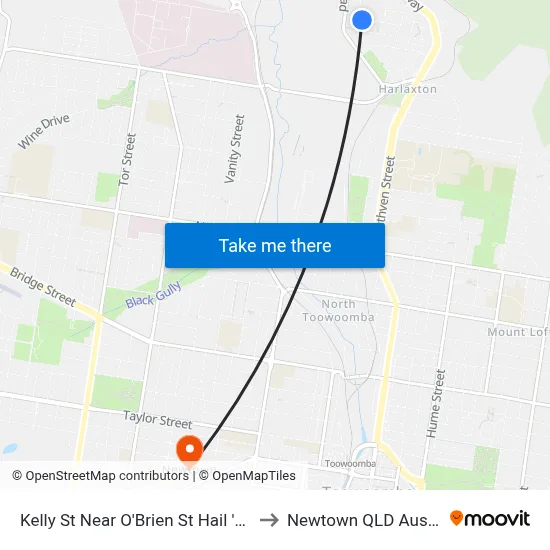 Kelly St Near O'Brien St Hail 'N' Ride to Newtown QLD Australia map