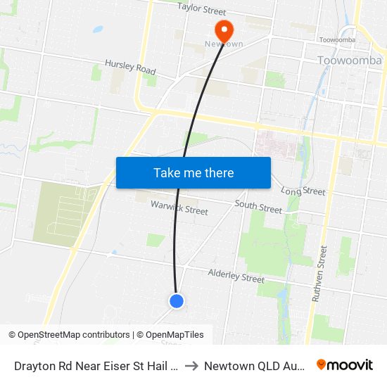 Drayton Rd Near Eiser St Hail 'N' Ride to Newtown QLD Australia map