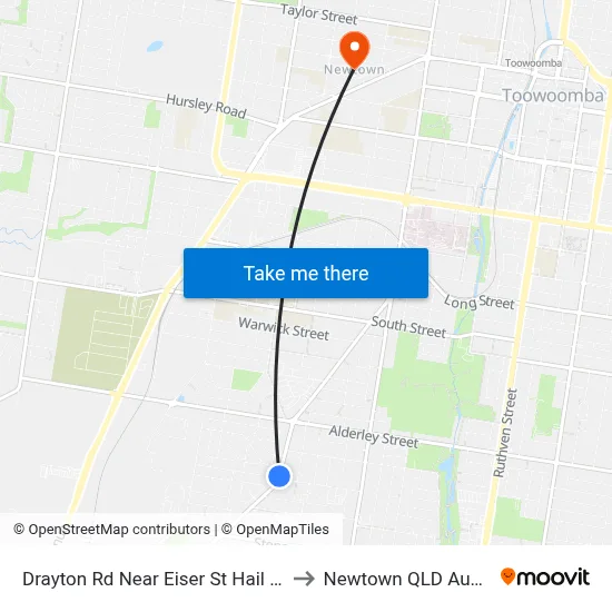 Drayton Rd Near Eiser St Hail 'N' Ride to Newtown QLD Australia map