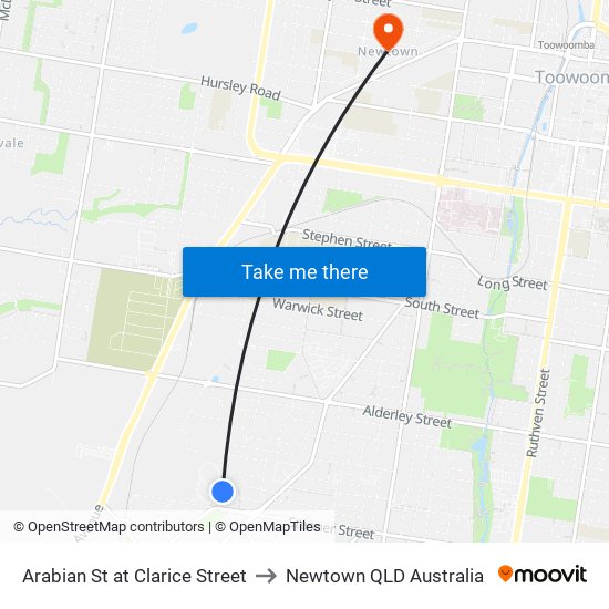 Arabian St at Clarice Street to Newtown QLD Australia map