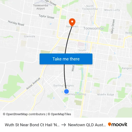 Wuth St Near Bond Ct Hail 'N' Ride to Newtown QLD Australia map