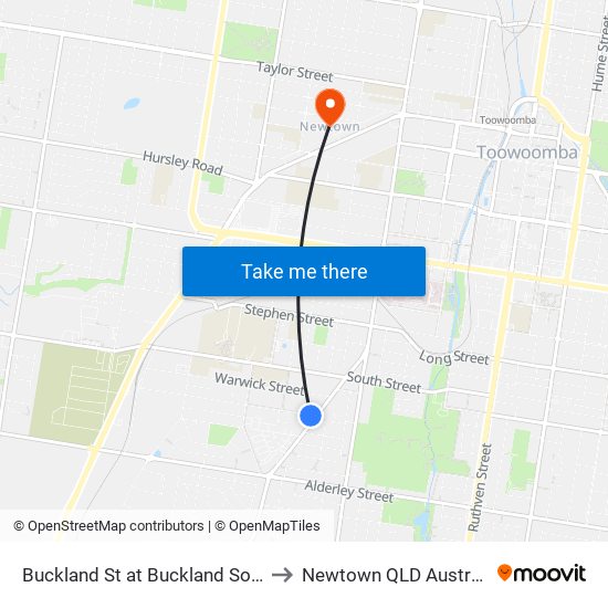 Buckland St at Buckland South to Newtown QLD Australia map