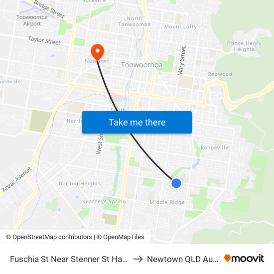 Fuschia St Near Stenner St Hail 'N' Ride to Newtown QLD Australia map