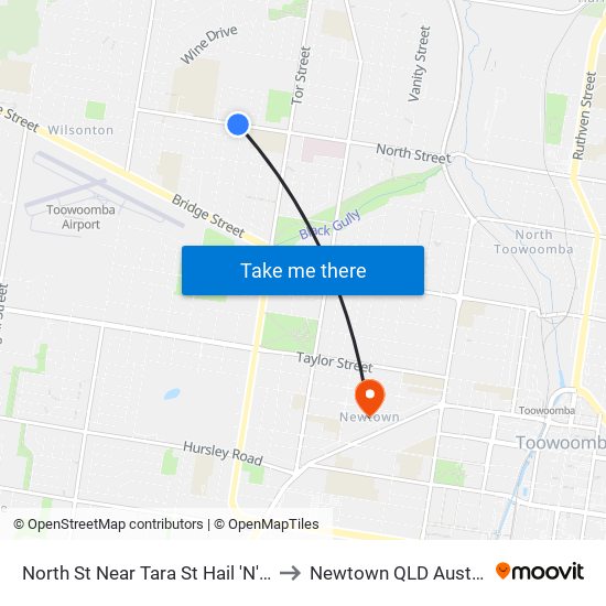 North St Near Tara St Hail 'N' Ride to Newtown QLD Australia map