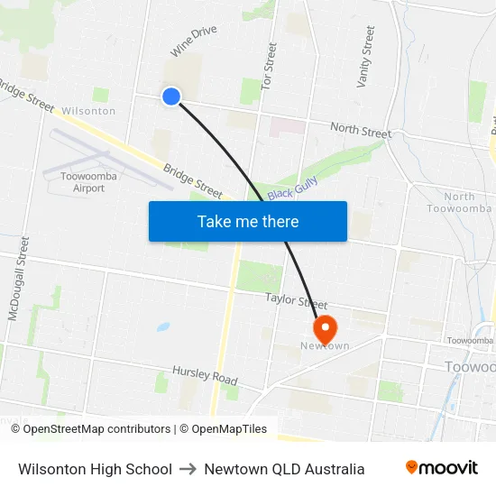 Wilsonton High School Hail 'N'Ride to Newtown QLD Australia map
