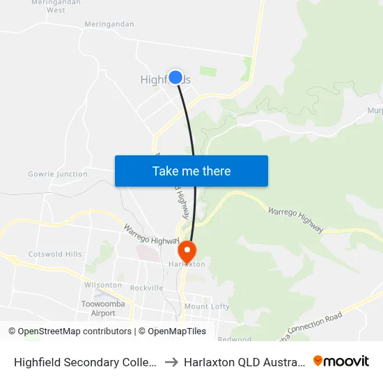 Highfield Secondary College to Harlaxton QLD Australia map