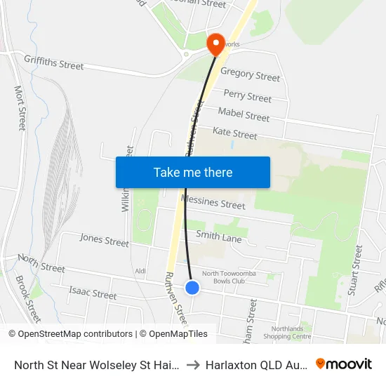 North St Near Wolseley St Hail 'N' Ride to Harlaxton QLD Australia map