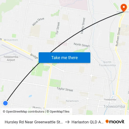 Hursley Rd Near Greenwattle St Hail 'N' Ride to Harlaxton QLD Australia map