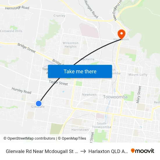 Glenvale Rd Near Mcdougall St Hail 'N' Ride to Harlaxton QLD Australia map
