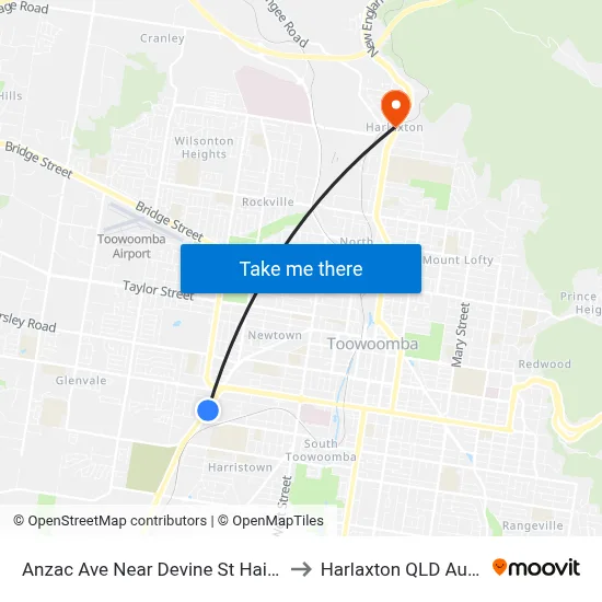 Anzac Ave Near Devine St Hail 'N' Ride to Harlaxton QLD Australia map