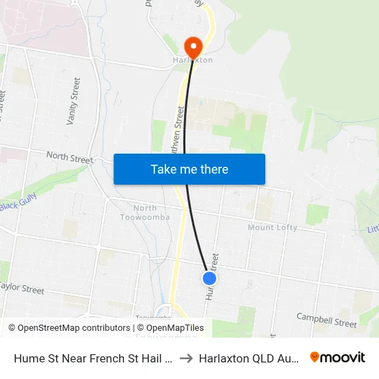 Hume St Near French St Hail 'N' Ride to Harlaxton QLD Australia map