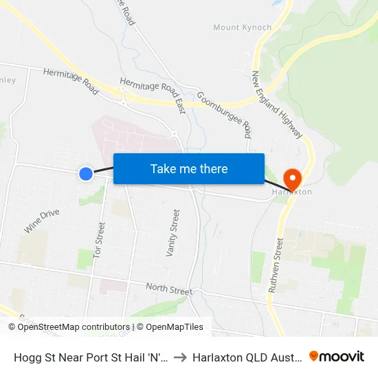 Hogg St Near Port St Hail 'N' Ride to Harlaxton QLD Australia map