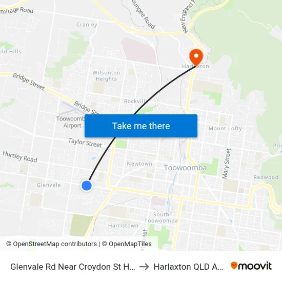 Glenvale Rd Near Croydon St Hail 'N' Ride to Harlaxton QLD Australia map