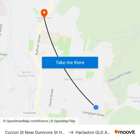 Curzon St Near Dunmore St Hail 'N' Ride to Harlaxton QLD Australia map