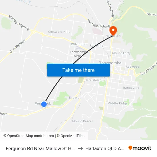 Ferguson Rd Near Mallow St Hail 'N' Ride to Harlaxton QLD Australia map